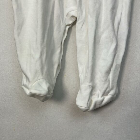 Hug Me First White with yellow embroidery smocked Pima Cotton Footie EUC 0-3 m - Picture 5 of 11